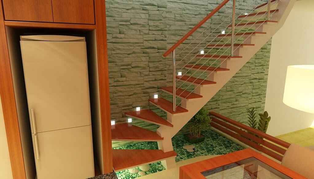 Đèn led lắp đặt ở các cầu thang đem lại tính thẩm mỹ cao cho ngôi nhà