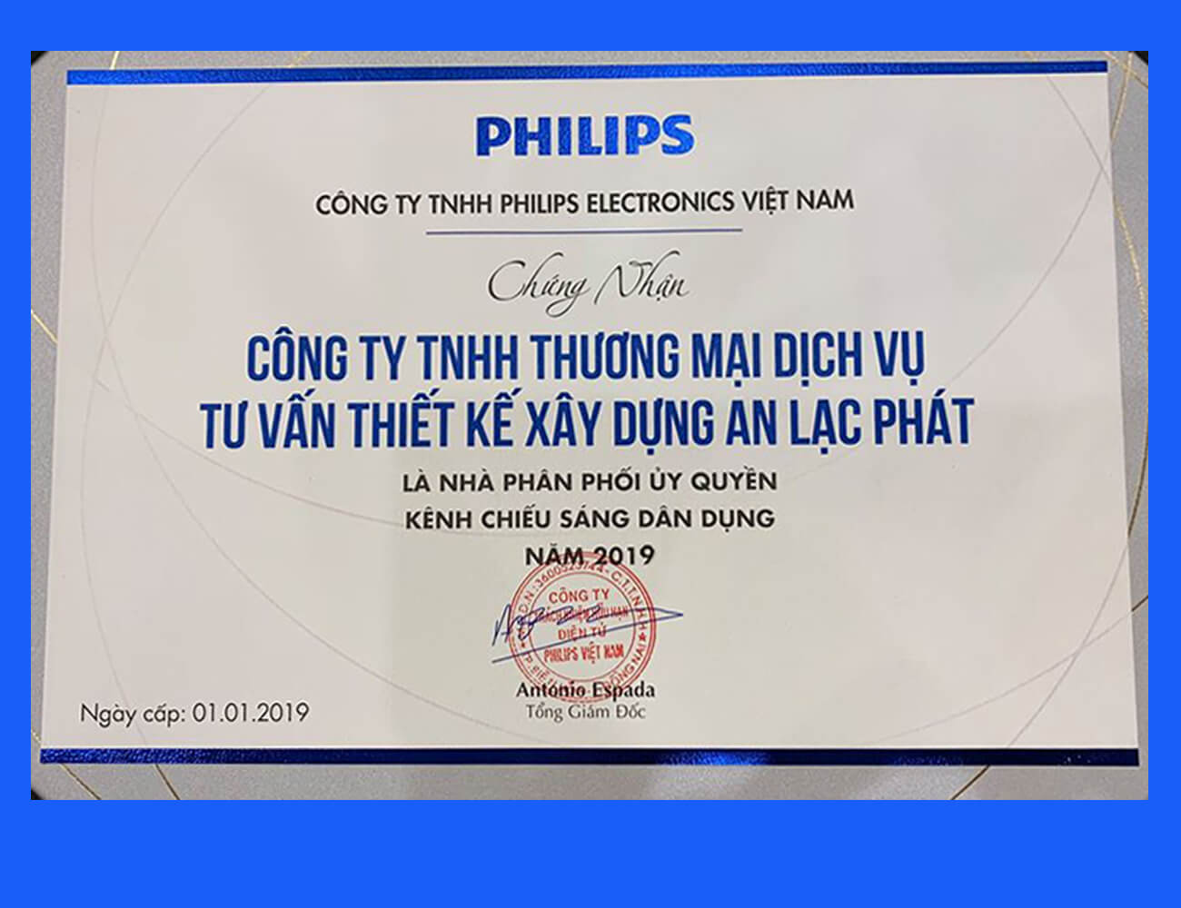 Giấy Chứng Nhận Philips 2019